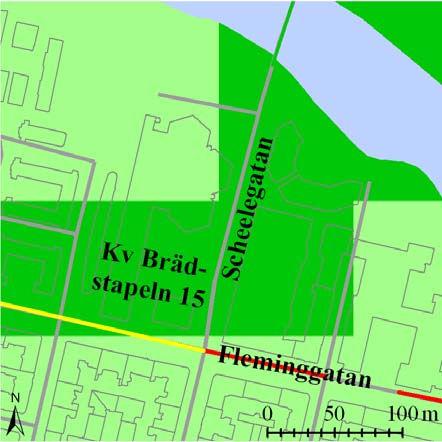 Bedömning av halten av kvävedioxid (NO 2 ) och inandningsbara partiklar (PM10) Planerade förändringar i kv Brädstapeln 15 medför att ett gatuavsnitt av Fleminggatan och Scheelegatan blir mer slutet