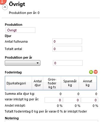 1.6.1 Skapa ett djurkort för annan djurhållning som inte finns Produktion Döp till eget namn till exempel Lidjur,