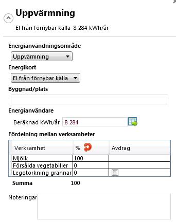 Fördelningen mellan produktionsgrenar inom djurhållning utgår från andel a totalt foderintag.