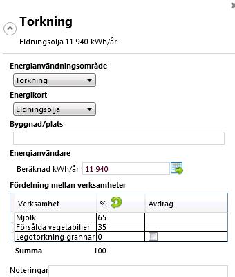 1.8.1.3 Göra adrag eller behålla Örig erksamhet i kartläggningen Om du skapat en eller flera Öriga erksamheter kommer de att synas i Fördelningstabellen tillsammans med Djurhållningserksamheter och