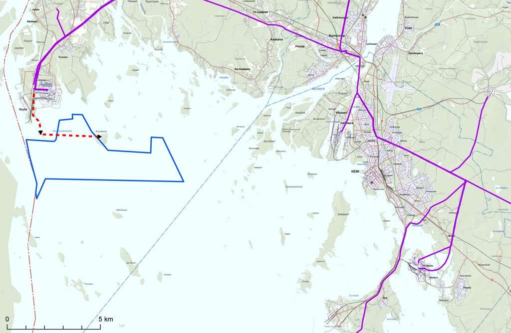 Figur 3 7. Plankarta över 110/400 kv kraftledningens sträckning till elstationerna. 3.3 Projektalternativ Som projektalternativ undersöks två-tre huvudalternativ som är: Alternativ 0: Projektet genomförs inte.