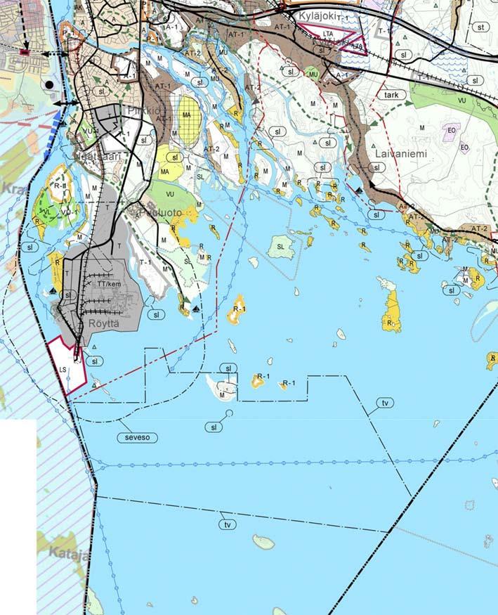 I visionen nämns att vindkraftverk ska byggas på lämpliga platser i Torneå och Haparanda. Figur 4 5. Utdrag ur Torneå generalplaneutkast 2021. Figur 4 4. Utdrag ur Torneå generalplan 2000.
