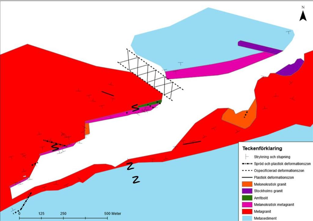 Svindersviken Litologi Figur 2: berggrundskarta över Svindersviken.