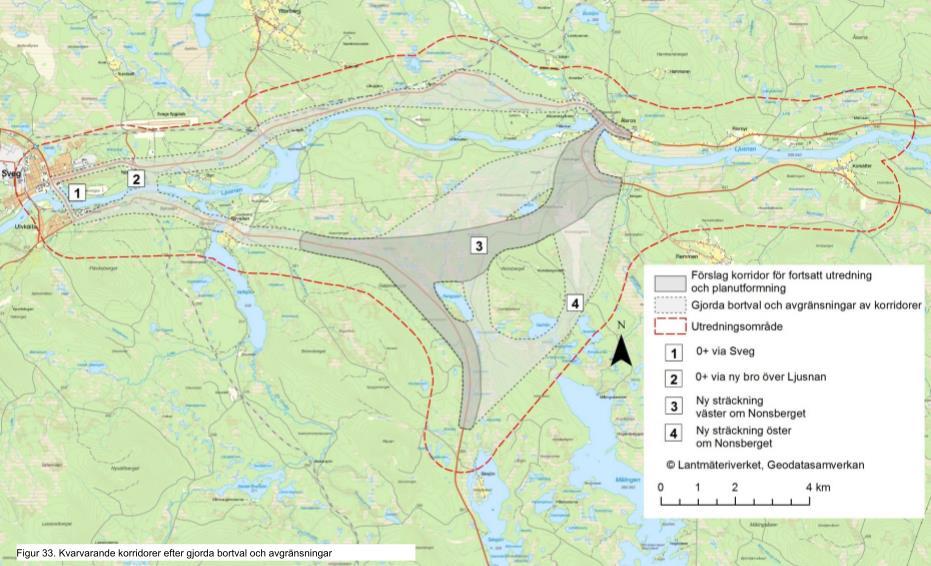 Avgränsnings- och bortvalsprocess under arbetet med vägplan, samrådshandling val av lokaliseringsalternativ Sommaren Mars 2018: Förnyat / hösten samråd 2017: 4 med st