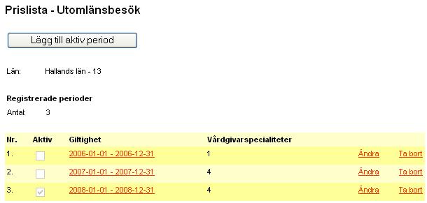 36 Klicka på koden för ett landsting för att kunna ändra uppgifter eller se hur det såg