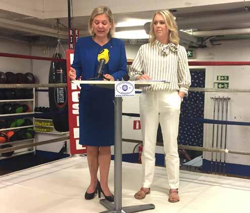 PÅVERKANSARBETE VÅRA arbetsområden Maj SVENSKT FRILUFTSLIV FICK SISTA veckan i maj möjlighet att diskutera friluftspolitik med miljöminister Karolina Skog och samtidigt visa upp skolfartyget Gratia