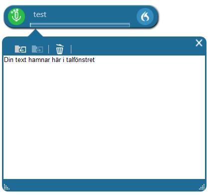 - Din text hamnar först i ett talfönster, redigera texten om den blir felaktig, överför sedan texten till PMO genom att trycka på diktafonens överföringsknapp EOL.