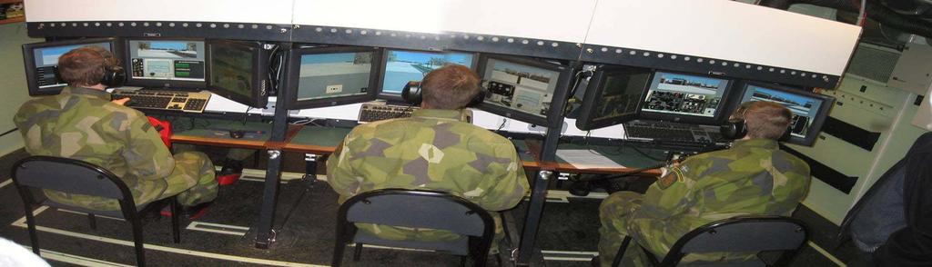 Figure 3. A CV90 crew seated in the CV90 simulator. From left to right: Driver, Commander, and Gunner. 2.