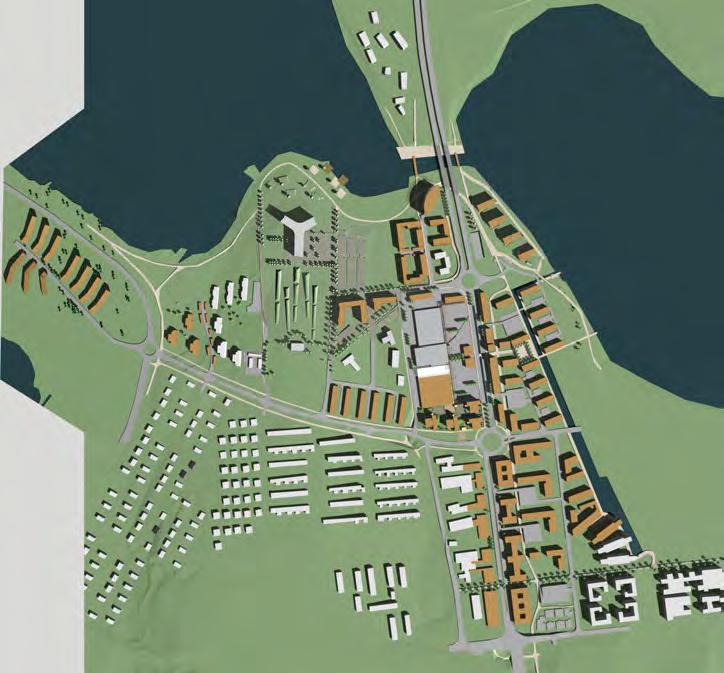 47 46 42 45 43 44 Illustrationsplan efter arkitekttävling 2003 41 Välle Broar Välle broar, området på näset mellan Växjösjön och Trummen har planerats som en del i arbetet att bygga ihop