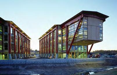 54 Uppfinnaren Byggnaderna är resultatet av en arkitekttävling år 1999. Förslaget innebar en utbyggnad med fem kontorshus helt byggda i trä.