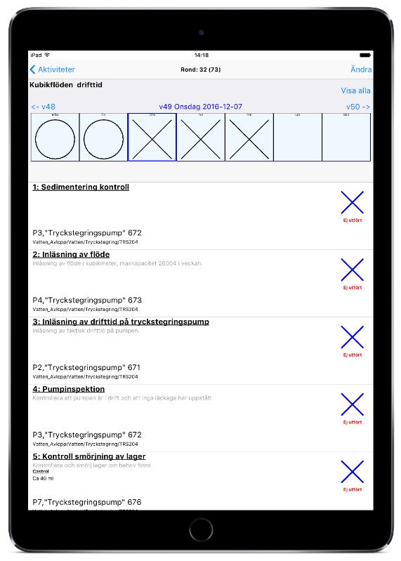 Rondjobben kan bockas av manuellt eller med streck/qr-koder.