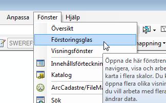 kartfönstret I attributtabeller I innehållsförteckningen Förstoringsglaset När du inte vill zooma utan bara