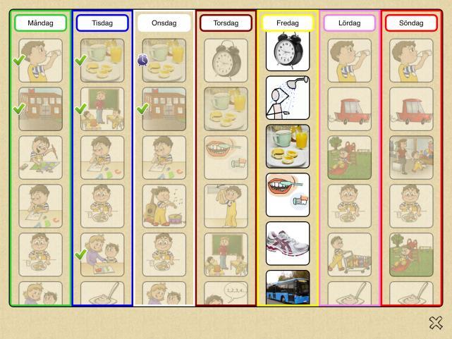 Schema-appar med dag- och