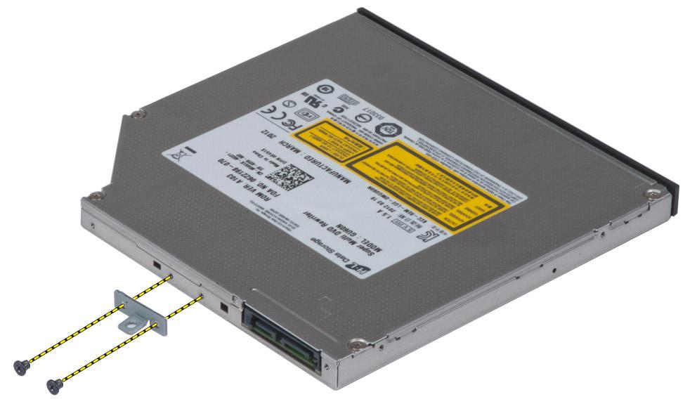 Skjut den optiska enheten på plats och dra åt skruven som håller fast den optiska enheten i datorn. 3. Installera: a. batteriet b.