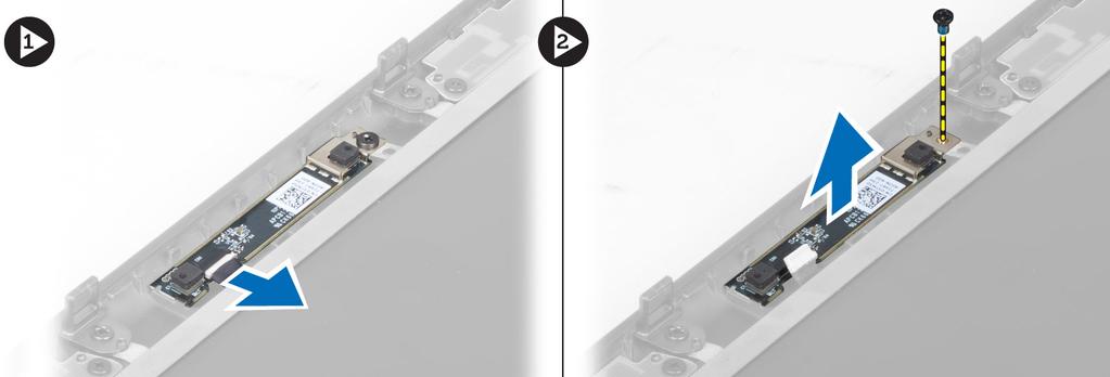 Följ anvisningarna i Innan du arbetar inuti datorn. 2. Ta bort: a. batteriet b. bildskärmsramen 3.