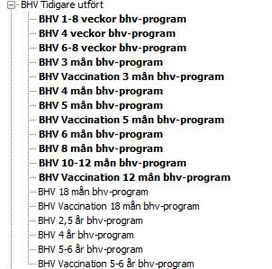 BHV Riktad hälsovård, följande val finns; Den här termen med ovanstående val används för att söka fram barn (i arbetslistan), som behöver särskilt stöd.