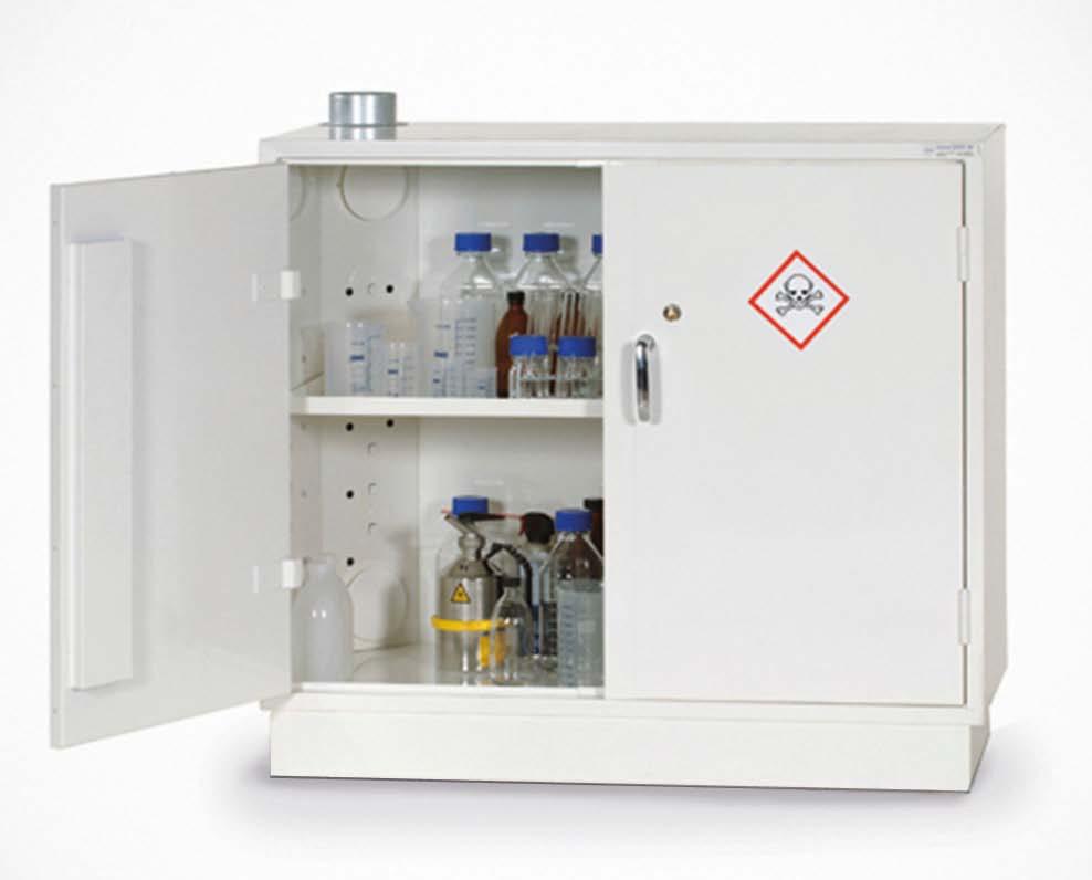 KEMIKALIER Säker förvaring av kemikalier Brandisolerade och ventilerade kemikalieskåp SG 804 SG 1204 SG 2004 Serie SG Lämpligt skåp vid förvaring av kemikalier i laboratoriemiljö, lager, industri mm.