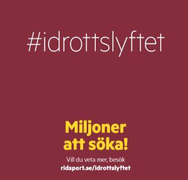 Genom Idrottslyftets föreningsstöd kan ni söka pengar till idéer som engagerar och inspirerar barn och ungdomar att vara aktiva inom ridsporten.