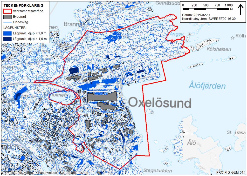 2019-03-01 s 80 (81) Av Figur 25 framgår 100-årsvattenstånden för år 2012 och år 2100 utifrån nivåerna beräknade av länsstyrelsen i Södermanlands län (2013).