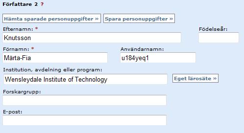 Exempel A - Författare anställd vid KTH Denna författare är anställd vid KTH. KTH- ID ska därför registreras. I publikationen är han angiven som KTH-anknuten.