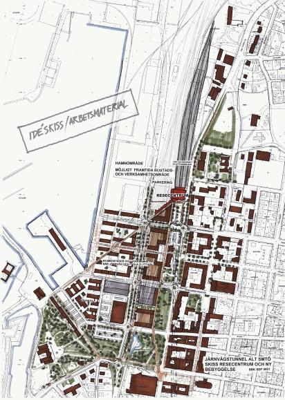 Alternativ SMTÖ Utbyggnadsstruktur runt stationsområdet på kort sikt.