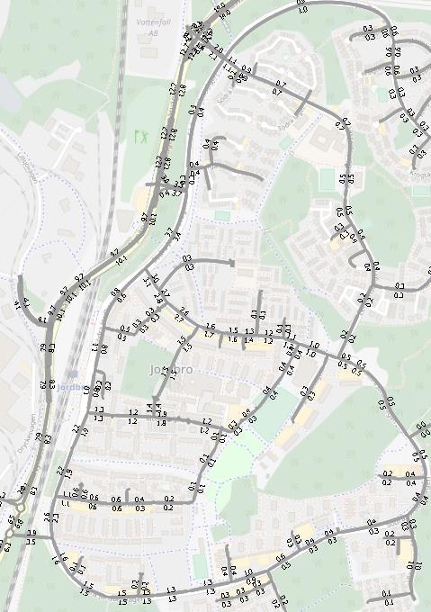 PM Trafikanalys, Jordbro 2017-08-08 16 (21) Vägnät alternativ C Trafikmängder vardagsdygn (1000-tal fordon per riktning) alternativ C Alternativ C innebär fem helt nya vägkopplingar samt att