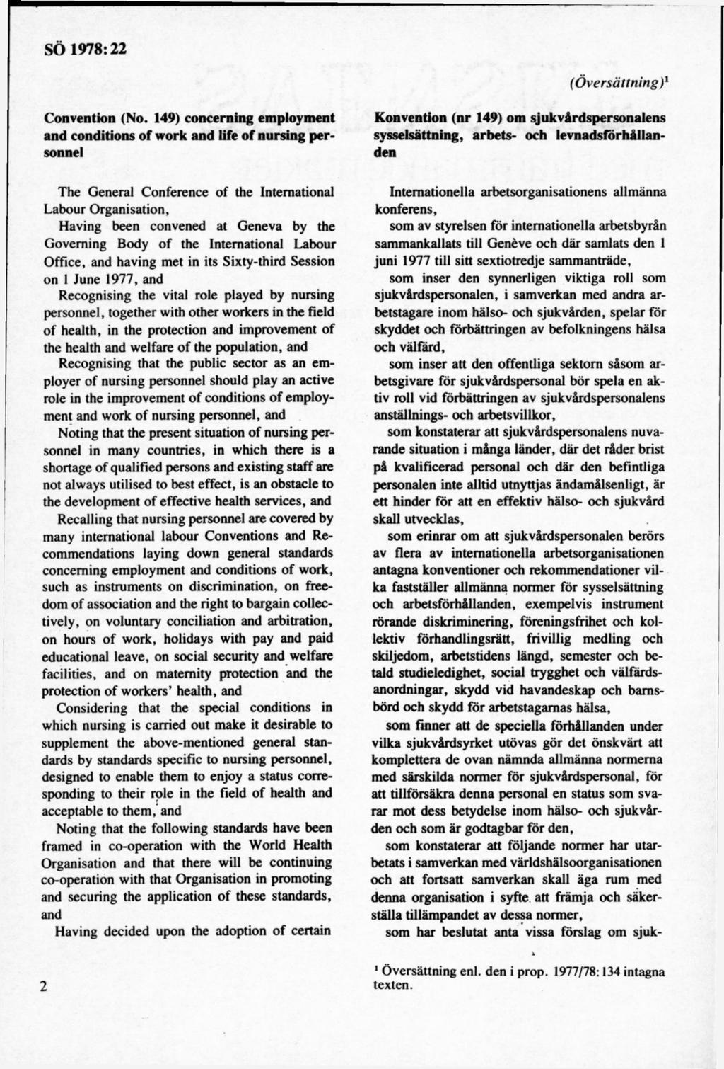 (Ö v e r sä ttn in g )1 Convention (No.