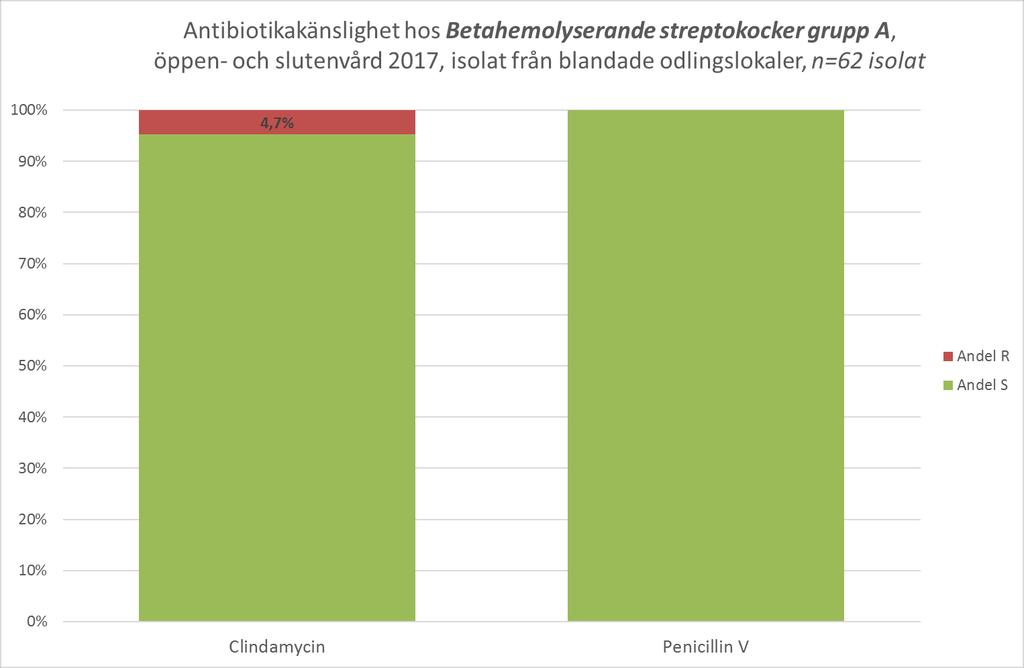 Denna bild visar att betahemolyserande streptokocker grupp A alltid är känsliga för pcv (t.ex.