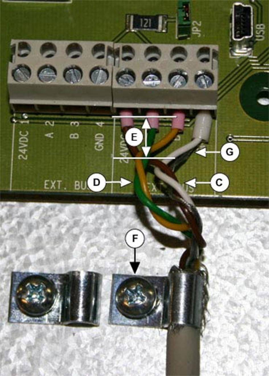 3003468-2014-02-26 Installation av VEX-aggregatet Anslutning Ledare och skärm ska anslutas korrekt, på det sätt som beskrivs i nedanstående tabell.