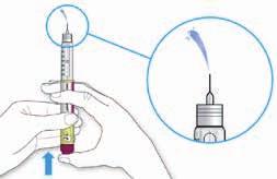 Tag bort eventuella luftbubblor genom att knäppa med fingret på insulinbehållaren.