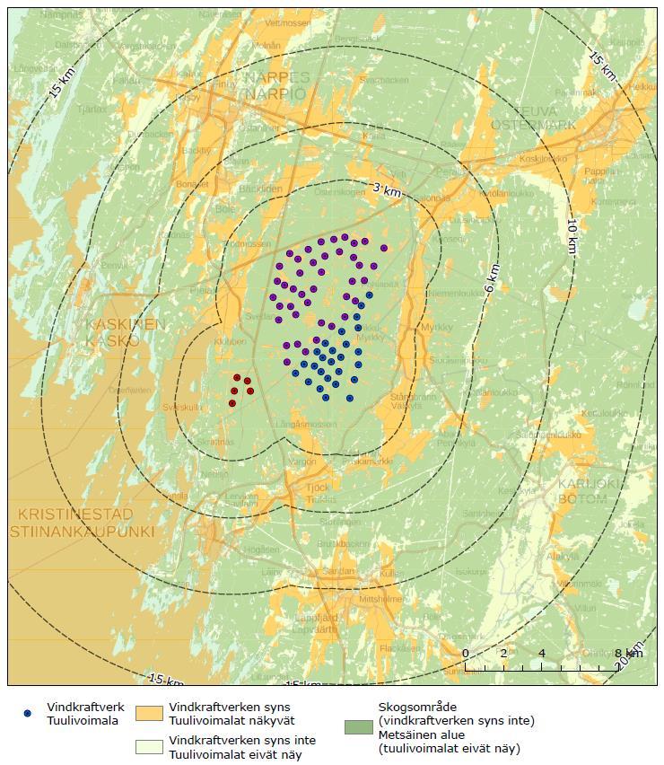 1-36 Synlighet I bilden nedan ingår de närmast belägna vindkraftsparkerna.