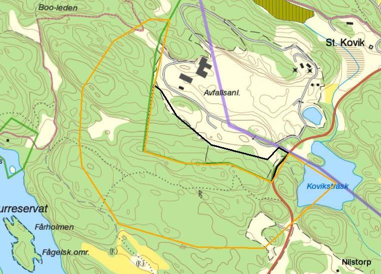 3 RESULTAT AV INVENTERINGEN 3.1 INVENTERINGSOMRÅDET Inventeringen gjordes i ett upp till cirka 1 kilometer långt och dito brett område söder och väster om Koviks avfallsanläggning (Figur 1).