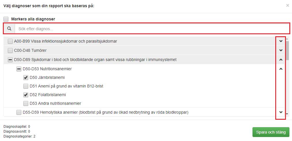 Större rapporter och tabeller tar längre tid att ladda upp. Vid val av fler än 75 poster kommer inte diagrammet kunna visas.