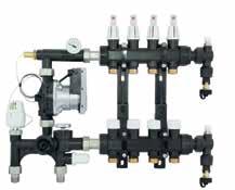 Shunt FS 90 Polymer Golvvärmeshunt för konstanthållning av framledningstemperatur Shunten levereras komplett med fördelare för 3, 4 eller 5 slingor ½ utv.