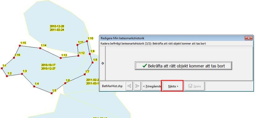 befintligt betesmarkshistorik och klickar sedan på Nästa.