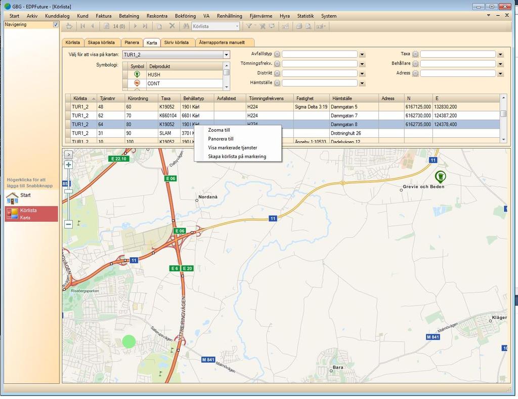 Scrum 43109 ärende 64844 Renhållning > Körlista: karta Beskrivning: Integrerad karta.