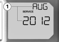 3 22 Indikeringar z Serviceindikering Om den återstående tiden till nästa service är kortare än en månad, visas servicedatumet 1 en kort stund efter Pre-Ride Check.