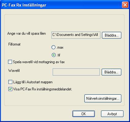 Brothers PC-FAX-programvara (för MFC-modeller) Ställa in datorn 6 a Högerklicka på ikonen PC-FAX i datorns aktivitetsfält och klicka sedan på PC-Fax Rx inställningar.
