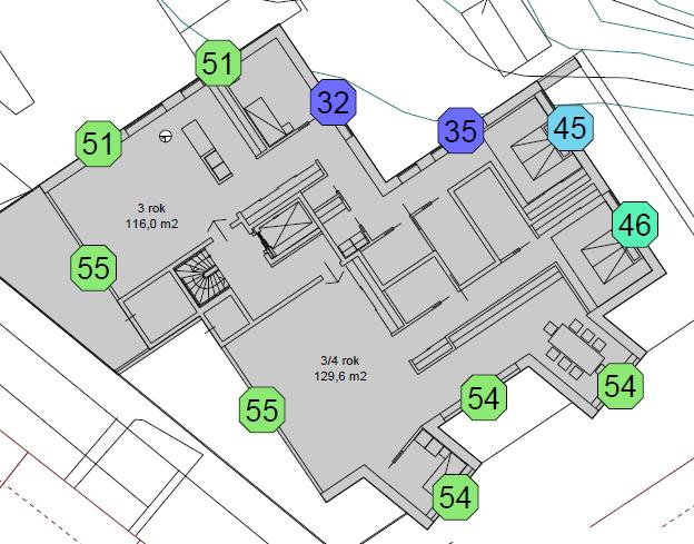 De båda lägenheterna på våningsplan 9 har en beräknad dygnsekvivalent ljudnivå ej överskridande 55 db(a), varför riktvärden för trafikbuller innehålls utan avsteg.