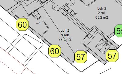 Lägenhet 2 har vid samtliga våningsplan en ekvivalent ljudnivå som överskrider 55 db(a) mot fasad.