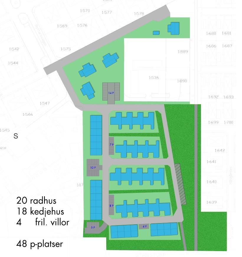 Figur 2. Placering av parkering för bostäderna, totalt 27 platser.