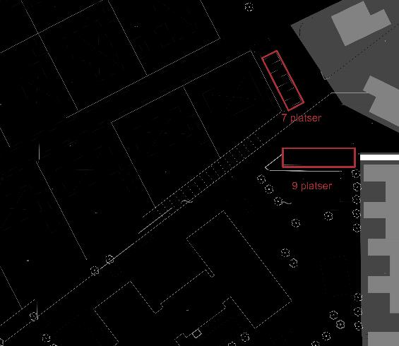 16 platser Figur 3. Föreslagen placering av platser för besökare (främst hämtning och lämning). Platser för personal placeras längre norrut i området.