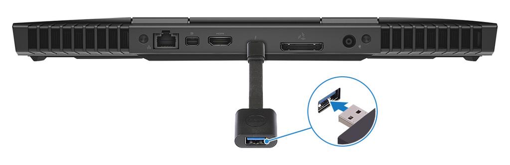 8 Anslut Oculus Rift-spåraren för pekskärm till USB Type-A-porten på dongeln. 9 Följ anvisningarna på skärmen för att slutföra konfigurationen.