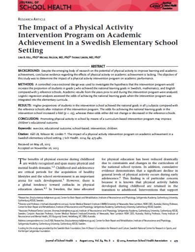 Skolsamverkan Forskning och utvärdering samverkansprojekt mellan förening och skola visar entydigt att studieresultaten förbättras av daglig rörelse!