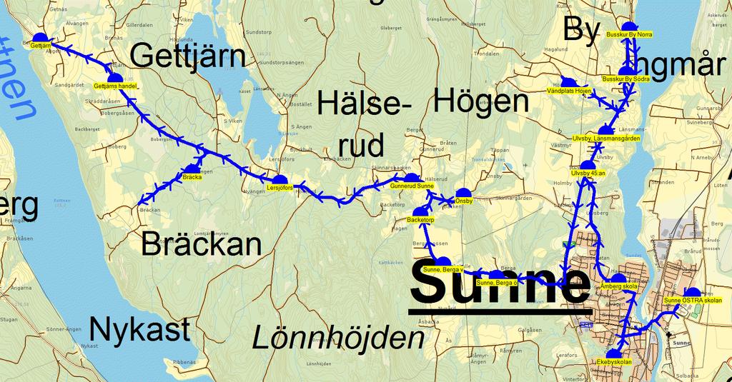 2015-08-18 11:37:36 Karta för Tur TI9928 Entreprenör FB/Jönssonbuss Fordon 666 Skolbuss 6 Sunne TI9928 14.50 15.