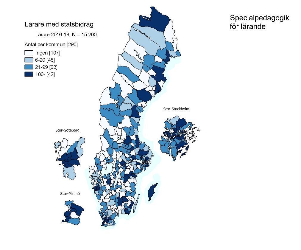 14 (21) geografiskt spridda orter där deltagande i insatsen varit lågt. Inspirationsträffarna besöktes av drygt 1 200 lärare och rektorer från 450 skolor och nästan 100 kommuner.