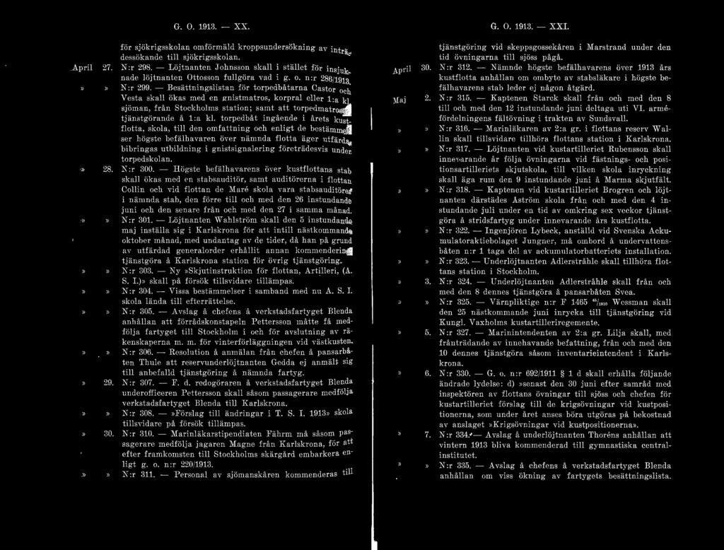 April G. O. 1913. - XX. för sjökrigsskolan omförmäld kroppsundersökning av inträdessökande till sjökrigsskolan. 27. N :r 298.