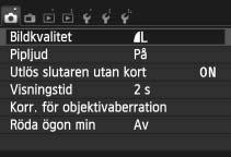 Tryck på <U> för att välja en flik och tryck sedan på <V> för att välja önskat alternativ. 3.