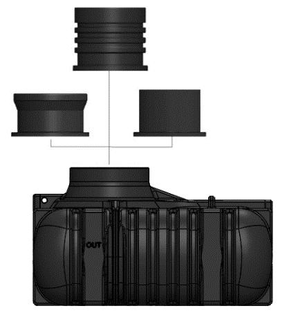 67502 Alternative inlet position There are two markings for inlet on the tank. These are intended for use when the tank is equipped as a septic tank.