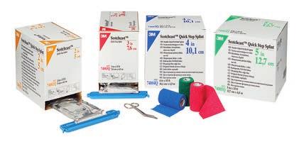 6 Produktsortiment inom immobilisering Skenor 3M Scotchcast Quick-step dubbelsidigt polstrad skena i glasfiber på rulle 3M Quick-Step skenan är en glasfiberskena på rulle med polstring på
